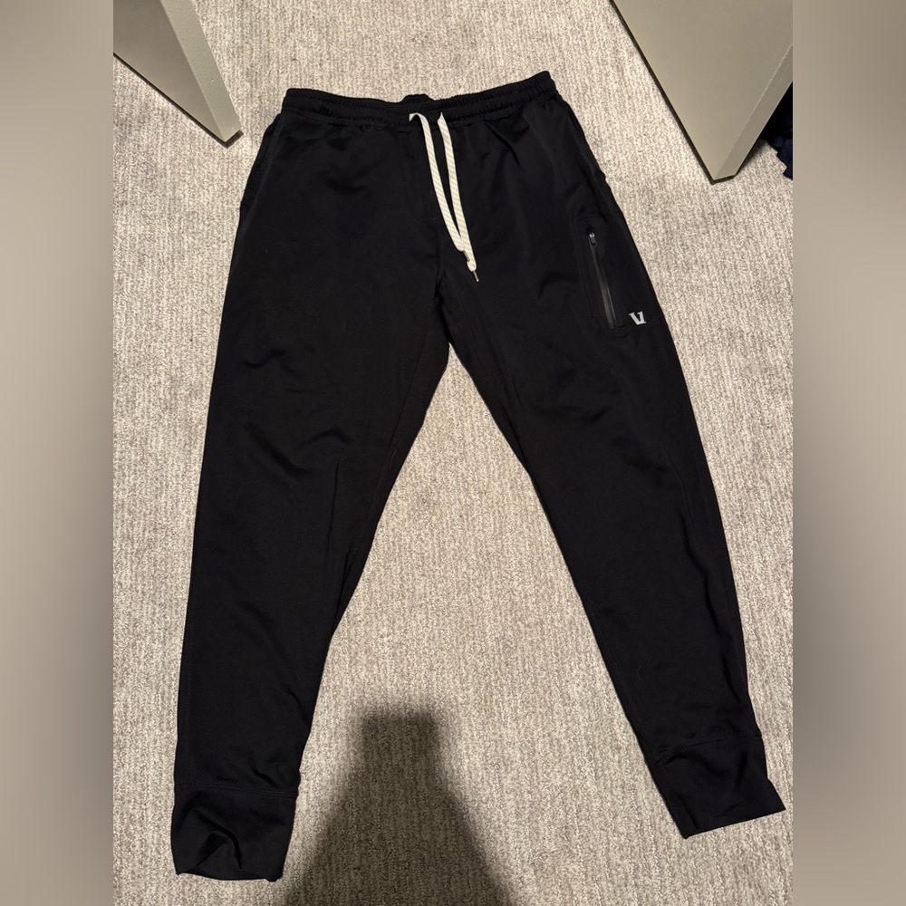 Vuori Black Men's Joggers with White Drawstring